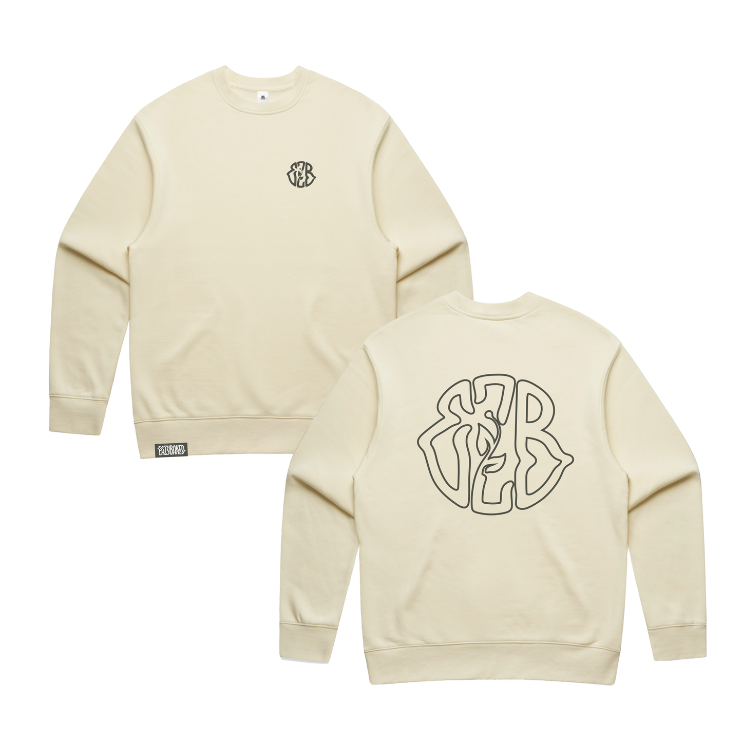 CLASSIC EZB EMBROIDERED LOGO CREWNECK - CREAM